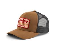 Berkley Striper Fishing Cap | Trucker-Style Mid-Crown Hat for Anglers | Retro Canvas Front Patch | Pre-Curved Visorboard | Adjustable Snapback Closure | Embroidered Outdoor Fishing Hat | Olive Khaki
