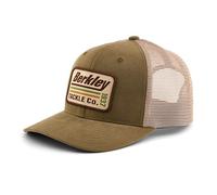 Berkley Striper Fishing Cap | Trucker-Style Mid-Crown Hat for Anglers | Retro Canvas Front Patch | Pre-Curved Visorboard | Adjustable Snapback Closure | Embroidered Fishing Hat | Brown Charcoal