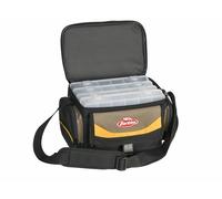 Berkley System 4 Box Storer - Fishing Tackle Bag with 4 Fishing Tackle Boxes, Cooler Segment for Bait, Lures and Gear, Waterproof Tackle Management Saltwater Sea and Freshwater Anglers, Yellow Black