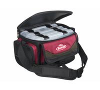 BEUQU|#Berkley System Bag With 4 Tackle Boxes & Top Cooler Compartment - Red/Black, Medium