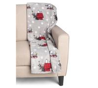 Berkshire Blanket & Home Co Peanuts Gang Christmas Velvet Soft Plush Throw Blanket (Light Gray w/Snowflakes, Throw 50x70)