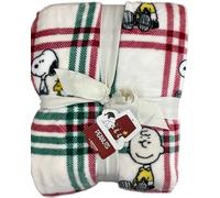 Berkshire Blanket & Home Co Peanuts Winter Blanket, Polyester (Green & Red Gridlines with Characters, Full/Queen)