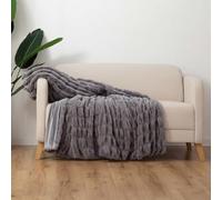 Berkshire Collection Faux Fur Plush Throw Blanket, 60"x70" (Gray)