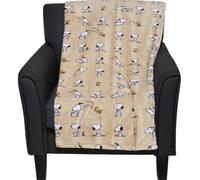 Berkshire Home & Blanket Co. Peanuts Gang Snoopy Happy Dance with Paw Prints Velvet Soft Plush Throw Blanket | 50" x 70" | Yellow