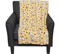 Berkshire Home & Blanket Co. Peanuts Gang Snoopy Happy Dance with Paw Prints Velvet Soft Plush Throw Blanket | 50" x 70" | Yellow