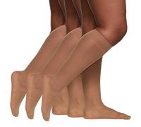 Berkshire Womens 3-pack Queen Size All Day Sheer Knee High With Reinforced Toe, City Beige, 10-13 Plus