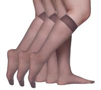 Berkshire Womens 3-pack Queen Size All Day Sheer Knee High With Reinforced Toe, Nu Grey, 10-13 Plus