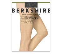 Berkshire Women's Plus-Size Shimmers Ultra Sheer Lace Top Thigh High Stockings 1340, Black, C-D