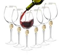 BERKWARE Set of 6 Wine Glasses - Luxurious and Elegant Sparkling Studded Long Stem Red Wine Glass with Gold Rim
