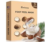 Berlaney Coconut Foot Peel Mask, Exfoliating Treatment for Dry Feet, Cracked Heels, Callus and Dead Skin Remover, 3 Pairs
