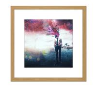 Berli Mike Presence Abstract Painting 8X8 Inch Square Wooden Framed Wall Art Print Picture with Mount Artery8 Light Oak One Size