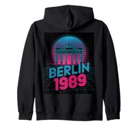 Berlin 1989 Retro Synthwave Brandenburg Gate Zip Hoodie
