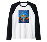 Berlin Brandenburg Gate Swirl Pop Art Raglan Baseball Tee