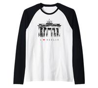 Berlin Brandenburg Gate Vintage Skyline I Love Germany Raglan Baseball Tee