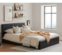 Berlin Brown Leather Ottoman Storage Bed Frame - 4Ft6 Double
