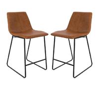 berlin caramel maple pu leather bar chairs with black leg in pair