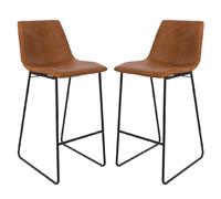 berlin caramel maple pu leather bar stools with black leg in pair