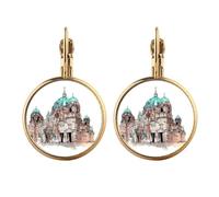 Berlin Cathedral in Germany Gold Clip On Drop Earrings Non Piercing Dangle Jewelry