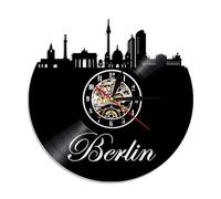 Berlin City Skyline Vinyl Record Wall Clock Germany Cityscape Germany Travel Decorative Without LED