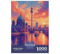 Berlin Cityscape at Sunset Jigsaw Puzzle 1000 Pieces, Old Europe Travel Artwork, Premium Paper Puzzle, Decorative Artwork for Home Décor Fans, Paper Board, 70x50cm/1000pcs