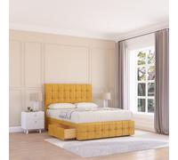 Berlin Divan Bed Base 4 Drawers 12" Footboard & 54" Floor Standing Headboard Sloomy Mustard Super King