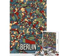 Berlin Earthtone City Map Jigsaw Puzzles 1000 Pieces for Teenagers Boost Memory And Cognitive Function Calm Peaceful Leisure Activity (50X75cm)