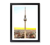Berlin Fernsehturm Germany Modern Framed Wall Art Print, Ready to Hang Picture for Living Room Bedroom Home Office Décor, Black A2 (64 x 46 cm)