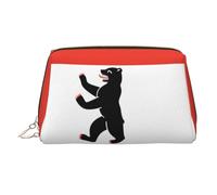 Berlin Flag Print Travel Makeup Bag Large Cosmetic Bag, 3 Internal Organizer Pockets for Essentials