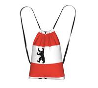 Berlin Flag Print World Cup Drawstring Backpack, Reusable Beach Bag, Gym Bag and Travel-Friendly Backpack
