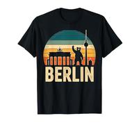 Berlin Germany Brandenburg Gate Bear Retro Sunset T-Shirt