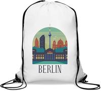 Berlin Germany City Monuments Gym Sack Casual Drawstring Bag White