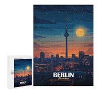 Berlin, Germany Cityscape at Night - Decorative Wooden Puzzle, 500 PCS, Festive Gift for Adults - for A Rewarding Weekend Challenge
