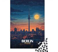Berlin, Germany Cityscape at Night Jigsaw Puzzle 1000 Pieces, Contemporary City Horizon, Relaxing Challenge, Thick Cardboard Pieces, Travel Gift for Adults, 70x50cm/1000pcs