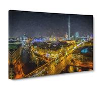 Berlin Germany Skyline In Abstract Modern Art Canvas Wall Art Print Ready to Hang, Framed Picture for Living Room Bedroom Home Office Décor, 20x14 Inch (50x35 cm)
