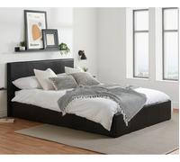 Berlin - King Size Black Leather Ottoman Storage Bed Frame - King - Happy Beds
