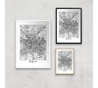 Berlin Light City Map Giclee Art Print - A4 - Wooden Frame
