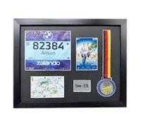 Berlin Marathon Medal Frame 2025 : Bib, Map, Photo Diy Display - Mahogany Frame