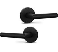 Berlin Modisch Dummy Lever Door Handle Pack of 2 Sleek Round Non-Turning Single Side Pull Only Lever Set [for Closet or French Doors] Heavy Duty - Iron Black Finish