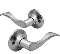 Berlin Modisch Dummy Lever Door Handle [Pack of Two] for Closets with a Satin Nickel Finish, Single Side, Non-Turning with a Door Bumper Wall Protectors