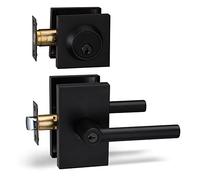 Berlin Modisch Entry Lever Door Handle and Single Cylinder Deadbolt Lock and Key Designer Series Locking Lever Handle Set [Front Door or Office] Right & Left Sided Doors Heavy Duty - Iron Black Finish