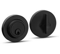 Berlin Modisch Single Cylinder Deadbolt Lock Sleek Round for Front Door Modern Contemporary High Security Heavy Duty - Iron Black Finish
