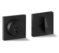 Berlin Modisch Single Cylinder Deadbolt Lock Slim Square for Front Door Modern Contemporary High Security Heavy Duty - Iron Black Finish