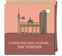 Berlin Rave' Couples That Rave greeting card. - LGBT card - Gay Anniversary card - Gay Birthday card- LGBTQIA+ card - same sex card - queer card - 150mm x 150mm Premium Card 300gsm