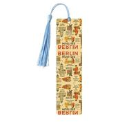 Berlin See Travel Guide Print Reading Page Markers, 5pcs Wooden Bookmarks with Tassels,Teachers Reading Book Lovers Gifts