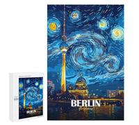 Berlin Starry Night Cityscape, 1000 PCS Displayable Picture Puzzle, Festive Gift for Adults, with A Decorative Finished Picture