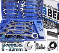 BERLIN TOOLS LIMITED TRADING WITH US.PRO By BERGEN 20pc Mirror Polished Chrome Vanadium Metric Gear Ratchet Combination Wrench Set 8-32mm