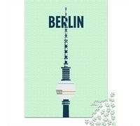 Berlin TV Tower Illustration Jigsaw Puzzle 1000 Pieces, Asian Architecture Inspired View, Matte Printed Jigsaw, Screen-Free Fun for Travel Lovers, 38x26cm/1000pcs