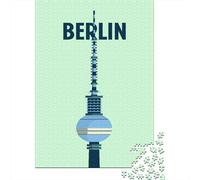 Berlin TV Tower Minimalist Art Adult Paper Puzzle, Urban Skyscraper View, Thick Cardboard Pieces, Relaxing Challenge for Home Décor Fans, Birthday Gift, 70x50cm/1000pcs