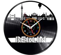 Berlin Wall Clock with Vinyl Plate Modern Decorative Retro Vintage Vinyl Clock for City Lover and Architecture Handmade W0296