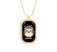 Berlin Zoo And Hedgehog Women's Alloy Long Necklaces Square Pendant Ladies Diamond Necklace Jewelry Gift Golden-style
